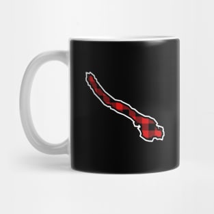 Galiano Island Silhouette in Red and Black Plaid  - Simple Pattern - Galiano Island Mug